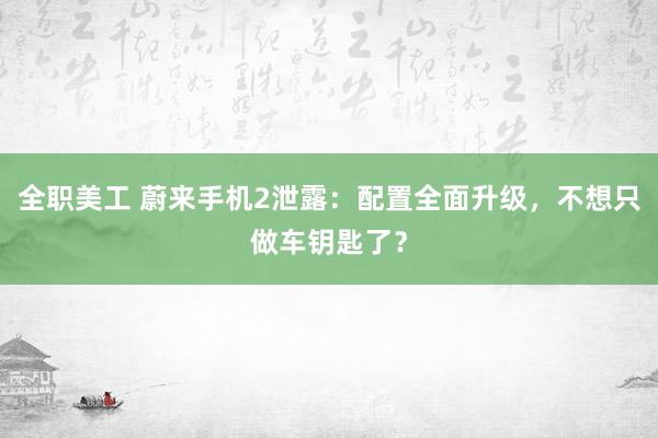 全职美工 蔚来手机2泄露：配置全面升级，不想只做车钥匙了？